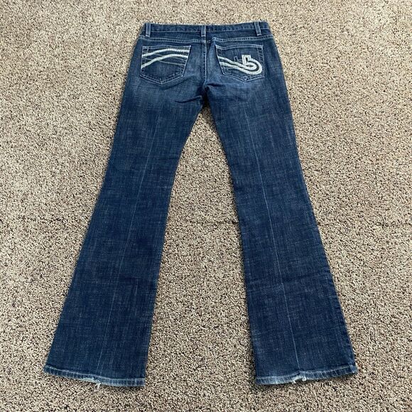 bebe Denim - VTG bebe Y2K Low Rise Bellbottom Jeans Women’s 28P Dark Blue Flare Embroidered